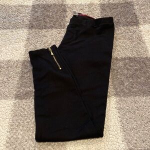 Kate Spade black leggings gold ankle zipper with bow pull size S/M